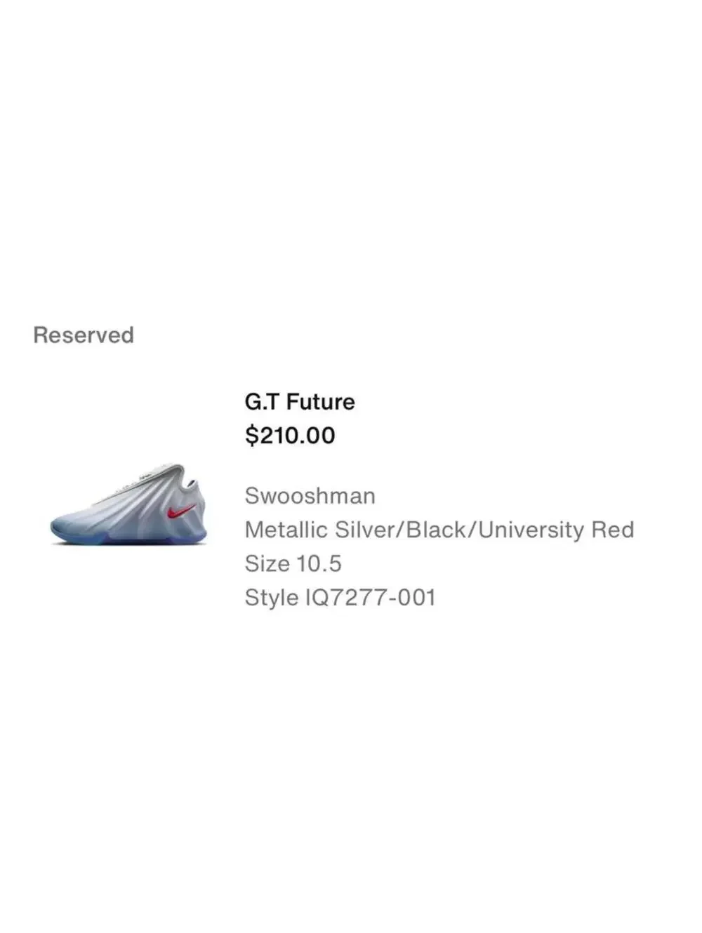 Nike Gt Future SWOOSH swooshman Size 12 Iq7277001 In Hand